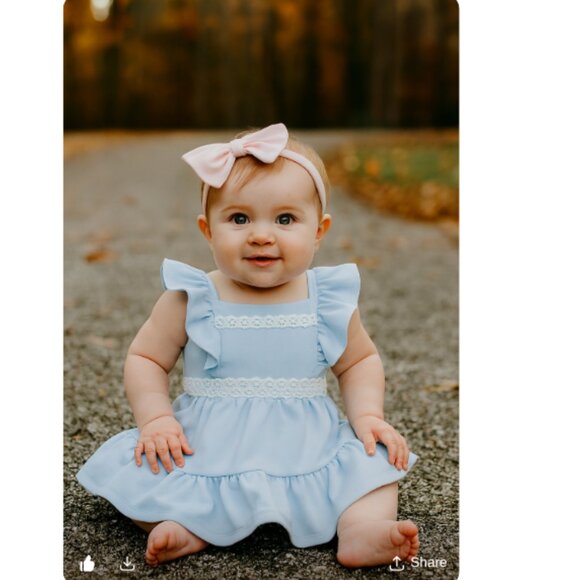 Janie And Jack SZ 6-12 Months Daisy Trim Ponte Dress Baby Blue With Bloomers NEW - Picture 1 of 5